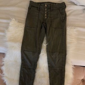 Utility green jeans